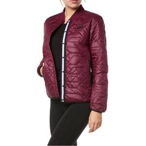 Nike Womens Quilted Lightweight Thin Maroon Black Insulated Primaloft Jacket S